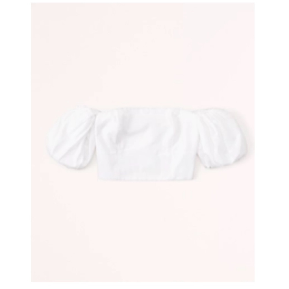 Abercrombie & Fitch Off-The-Shoulder Poplin Set Top White Size L